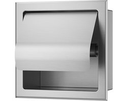 Sanifun Reka toiletrolhouder met klep inbouw RVS