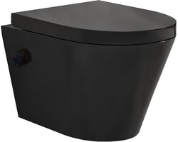 Sanifun rimless hangtoilet Heers met warm - koud water bidet-functie mat zwart 520