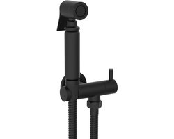 SaniGate Bidetkraan Set Mat Zwart – Koud Water – Handdouche met Doucheslang & Houder – Hygiëne Douche – Toilet Douche