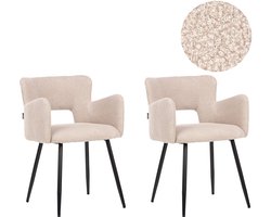 SANILAC - Eetkamerstoel set van 2 - Beige - Bouclé