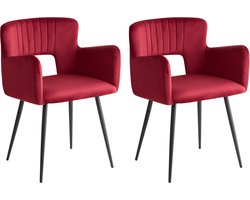 SANILAC - Eetkamerstoel set van 2 - Donkerrood - Fluweel
