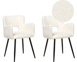 SANILAC - Eetkamerstoel set van 2 - Wit - BouclÃ©