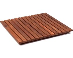 SaniSupreme Teak badmat vierkant 50 x 50 cm. vast model (niet oprolbaar)