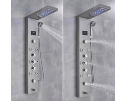 Sanisupreme®Douchepaneel met Massage - Regendouche - Massage Jets - Waterval Douche - kraan en Handdouche - Zilver - Opbouw - Douchekop - Flanner®