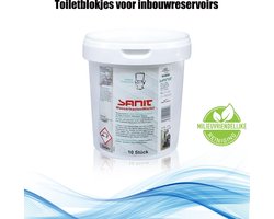SANIT - 10 x Reinigingsblokken - Toiletblokken inbouwreservoir - Stortbakblokken - Halfjaar verpakking - Geberit - Grohe - StarBlueDisc - TECE- PureBasic