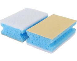 Sanitairspons - 4x - blauw - schuim spons - 11 x 8 x 7 cm - badkamer schoonmaak