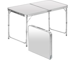 Sannaila Opvouwbare Campingtafel – Aluminium – Verstelbaar in Hoogte – 120 × 60 cm – Met Handgreep