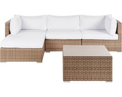 SANO II - Loungeset - Naturel/Wit - Rechtszijdig - Kunstrotan
