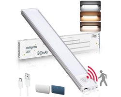 SANORUM Keukenverlichting Onderbouw LED 20 cm – 1800mAh Oplaadbare USB Lichtbalk – Dimbaar Nachtlampje met 3 Lichtkleuren (Warmwit 3500K, Neutraalwit 4500K, Koudwit 6500K) – Magnetisch – Kastverlichting voor Trap & Keuken