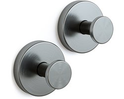 Sanova Handdoekhaakjes - Set van 2 - Zuignap - Zonder boren - Handdoek haak - Handdoekhouder - Zelfklevende haakjes - Gun metal