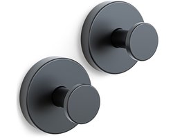 Sanova Handdoekhaakjes - Set van 2 - Zuignap - Zonder boren - Handdoek haak - Handdoekhouder Zelfklevende haakjes - Zwart