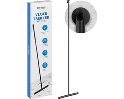 Sanova Luxe Vloertrekker - Roestvrij - Zwart - Douchewisser - Vloertrekker met steel - Vloerwisser - Trekker Douche en Badkamer vloer