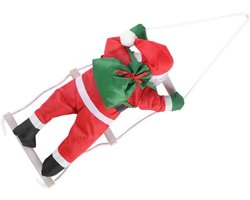 Santa Claus op Ladder - Kerstman Figuur Hanger voor Muren - Ramen en Tuin Kerstboom Decoratie