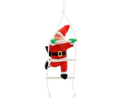 Santa Climber op ladder en zijn kap 30,5 cm - Plastic - Wit - SILUMEN