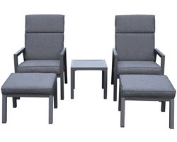 Santa Fe lounge balkonset 5 delig verstelbaar aluminium antraciet
