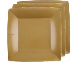 Santex Bordjes karton - 10x - vierkant - goud - 23 x 23 cm - feestbordjes
