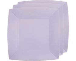 Santex Bordjes karton - 10x - vierkant - lila paars - 23 x 23 cm - feestbordjes
