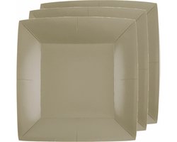 Santex Bordjes karton - 10x - vierkant - taupe - 23 x 23 cm - feestbordjes