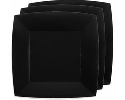 Santex Bordjes karton - 10x - vierkant - zwart - 23 x 23 cm - feestbordjes