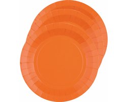Santex Bordjes karton - 20x - rond - oranje - 22 cm - feestbordjes