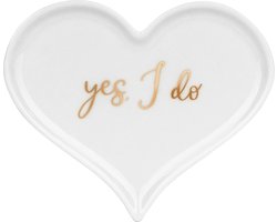 Santex Bruiloft/huwelijk trouwringen schoteltje - hart - porselein - 13 x 11 cm - alternatief ringkussentje