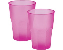 Santex drinkglazen frosted - fuchsia roze - 12x - 300 ml - onbreekbaar kunststof - Cocktailglazen