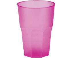 Santex drinkglazen frosted - fuchsia roze - 6x - 300 ml - onbreekbaar kunststof - Cocktailglazen