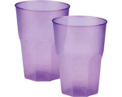 Santex drinkglazen frosted - lila paars - 12x - 420 ml - onbreekbaar kunststof - Cocktailglazen