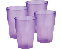Santex drinkglazen frosted - lila paars - 24x - 420 ml - onbreekbaar kunststof - Cocktailglazen