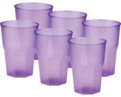 Santex drinkglazen frosted - lila paars - 36x - 300 ml - onbreekbaar kunststof - Cocktailglazen