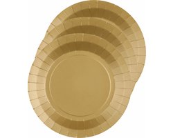 Santex Feest gebaksbordjes - goud - 10x - karton - 17 cm - rond - kartonnen feestbordjes