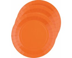 Santex Feest gebaksbordjes - oranje - 10x - karton - 17 cm - rond - kartonnen feestbordjes