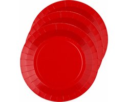 Santex Feest gebaksbordjes - rood - 10x - karton - 17 cm - rond - kartonnen feestbordjes