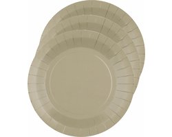 Santex Feest gebaksbordjes - taupe - 10x - karton - 17 cm - rond - kartonnen feestbordjes