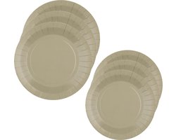 Santex Feest/verjaardag borden set - 20x stuks - taupe - 17 cm en 22 cm