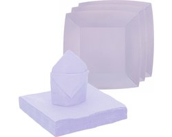 Santex feest/verjaardag servies set - 10x gebaksbordjes/20x servetten - lila paars - karton