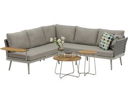 Santorini hoek loungeset 4 delig aluminium rope