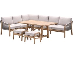 Santos lounge-diningset - 5-dlg.-links -acaciahout met white wash-sand