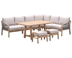 Santos lounge-diningset - 5-dlg.-rechts-acaciahout met white wash-sand