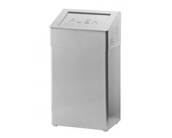 SanTRAL® Classic ABU 18 E Steel Touch (ST), afvalbak, 18 liter, gepolijst roestvrij staal, met anti-vingerafdrukcoating, zelfsluitende inwerpklep van roestvrij staal, met zakhouder, vrijstaand en voor wandmontage