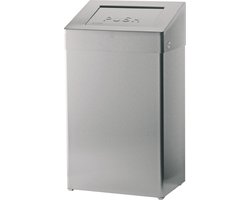 SanTRAL® Classic ABU 50 E Steel Touch (ST), afvalbak, 50 liter, gepolijst roestvrij staal, met anti-vingerafdrukcoating, zelfsluitende inwerpklep van roestvrij staal, met zakhouder, vrijstaand en voor wandmontage