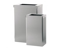 SanTRAL® Classic EBU 50 E Steel Touch (ST), afvalbak, 50 liter, gepolijst roestvrij staal, met anti-vingerafdrukcoating, afvalbak met open bovenzijde en uitneembaar inwerpframe, met zakhouder, vrijstaand en voor wandmontage
