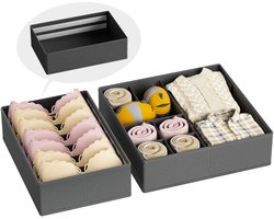 Sanyetral Lade-organizer, opvouwbaar voor IKEA Pax-garderobekast, doe-het-zelf lade-organisatiesysteem voor babykleding, sokken, bh's, ondergoed, stropdassen, handdoeken, set van 2 - grijs