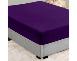 Saphira Badstof Hoeslaken - Extra Zacht - Warm & Vochtabsorberend - Rekbaar & Perfecte Pasvorm - Ademend - Paars - 180x200/220