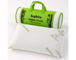 Saphira BAMBOO Memory Foam Hoofdkussen Set – 2x 50x70 cm – Ergonomische Nekondersteuning – Bamboe Hoes – Ademende & Drukverlagende Kussens