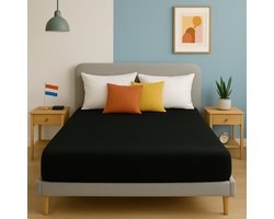 Saphira ESSENTIALS Badstof Hoeslaken – Zwart – 180x200 cm – 30 cm Matrashoogte – 80% Katoen / 20% Polyester – 360° Rondom Elastiek – Luxe Comfort & Perfecte Pasvorm
