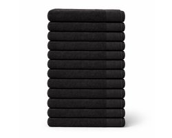 Saphira FRESH Handdoeken – 30x50 cm – Set van 12 – Zwart – 100% Katoen – Ultra Zacht – Hoog Absorptievermogen – Sneldrogend – Hotelkwaliteit