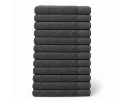 Saphira FRESH Handdoeken – 50x100 cm – Set van 12 – Antraciet – 100% Katoen – Ultra Zacht – Hoog Absorptievermogen – Sneldrogend – Hotelkwaliteit