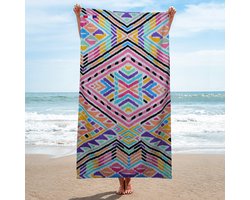 Saphira Luxe Strandlaken 80x160 cm – 100% Katoen – Multicolor Geometrisch Design – Superzacht & Ademend