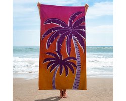 Saphira Luxe Strandlaken 90x180 cm – 100% Katoen – Oranje & Paarse Palmboom Design – Superzacht & Ademend